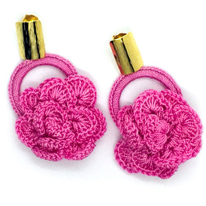 Nando Medina Earrings: Pink Crochet Rose - Libia Collection