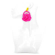 Nando Medina Earrings: Pink Crochet Rose - Libia Collection