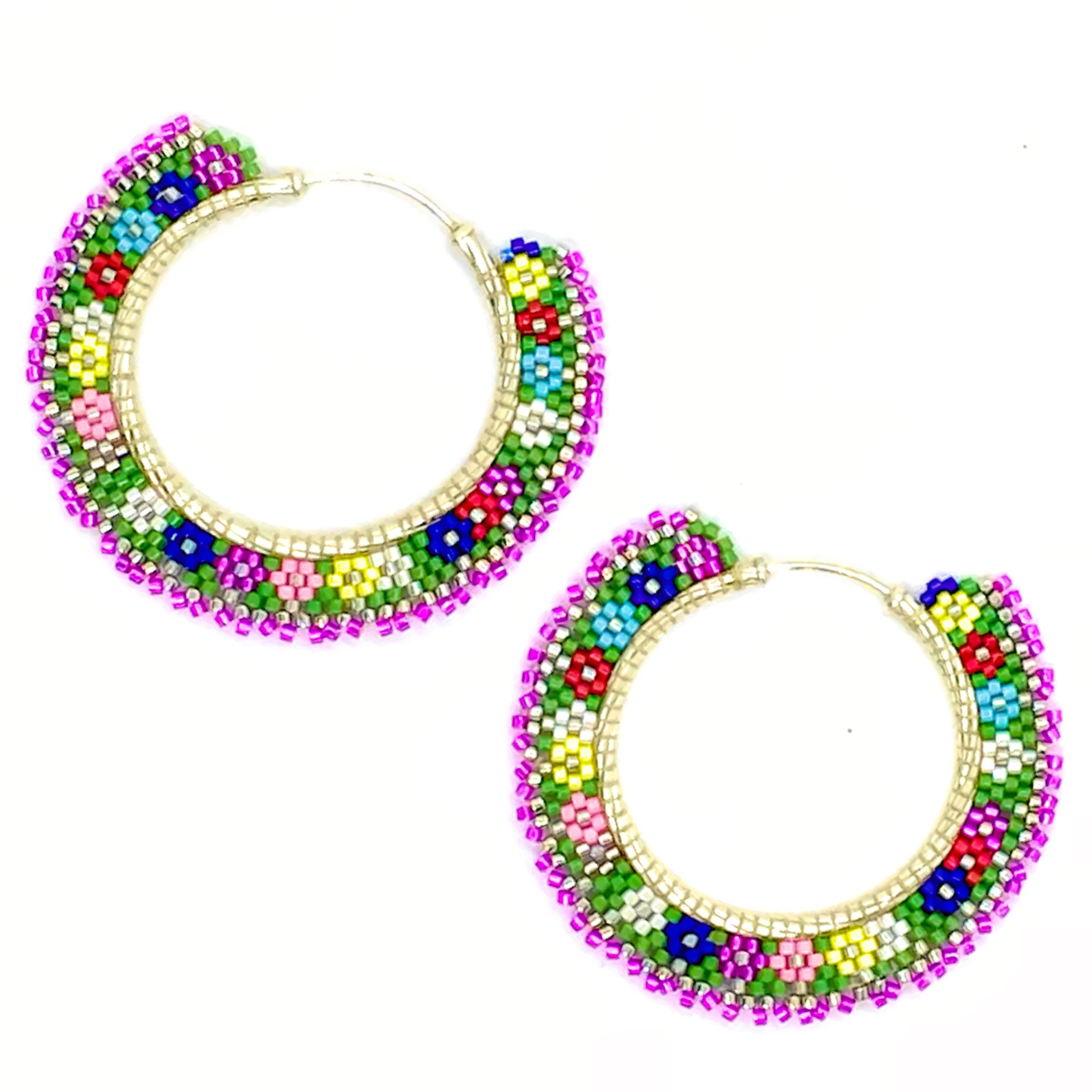 Libia: Multicolor Carnaval Miyuki Earrings by Nando Medina