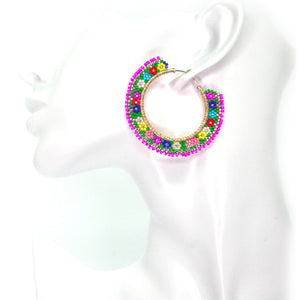 Libia: Multicolor Carnaval Miyuki Earrings by Nando Medina