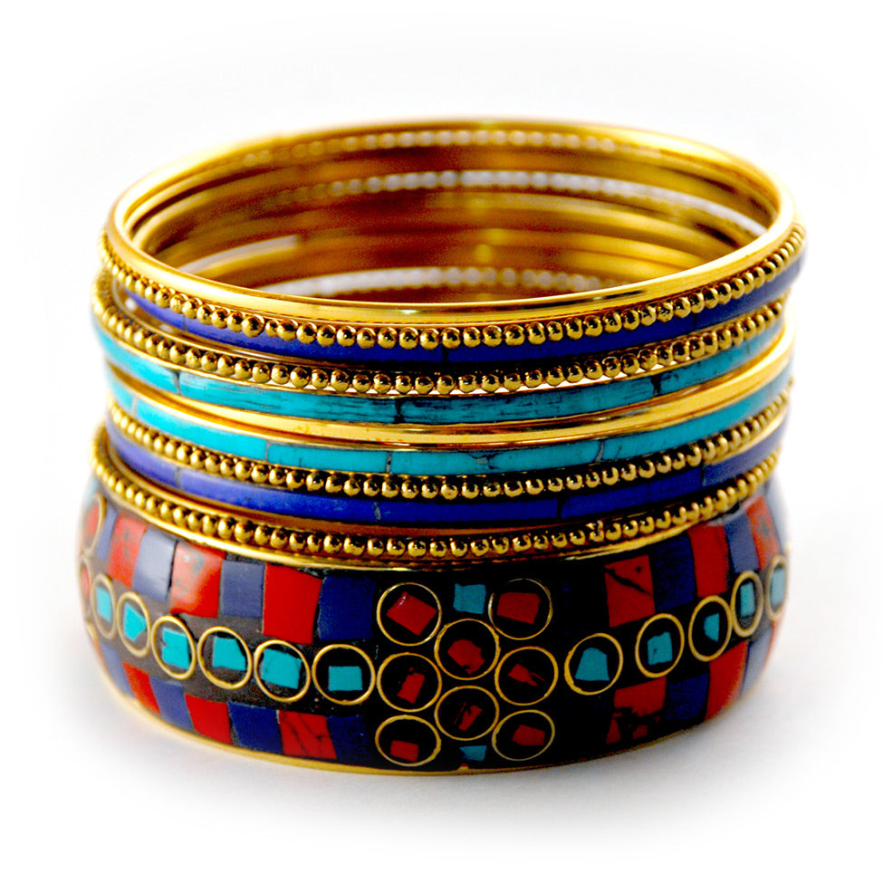 Iris: Sophia, Assorted Bangle Bracelet. Fashion Jewelry by Nando Medina