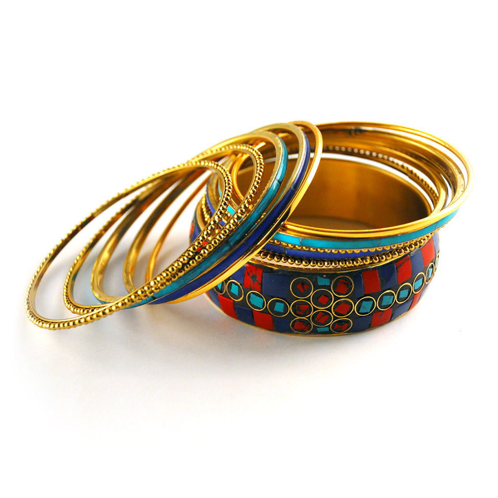 Iris: Sophia, Assorted Bangle Bracelet. Fashion Jewelry by Nando Medina