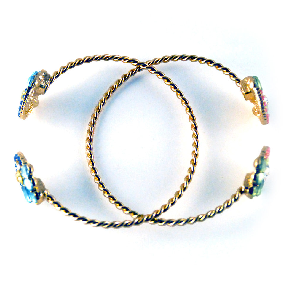 Iris: Persephone Spring Crystal Open Bracelet. Fashion Jewelry by Nando Medina