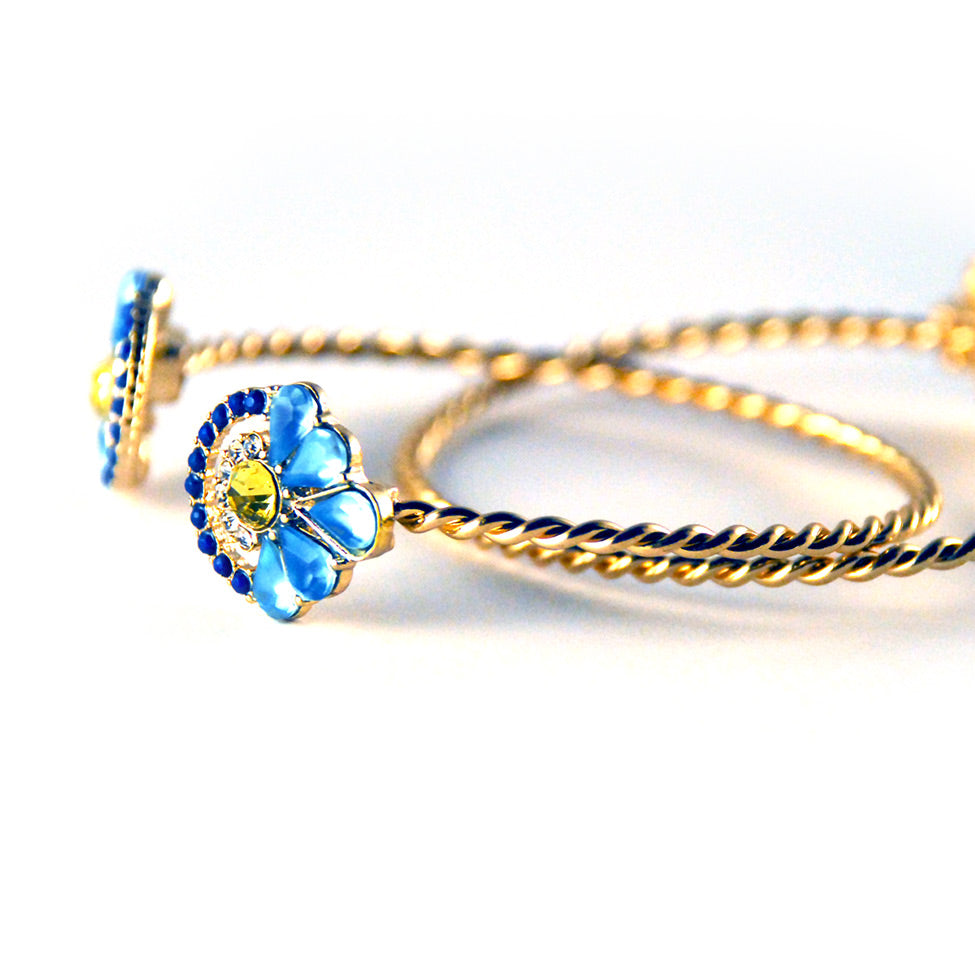 Iris: Persephone Spring Crystal Open Bracelet. Fashion Jewelry by Nando Medina