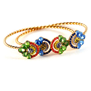 Iris: Persephone Spring Crystal Open Bracelet. Fashion Jewelry by Nando Medina