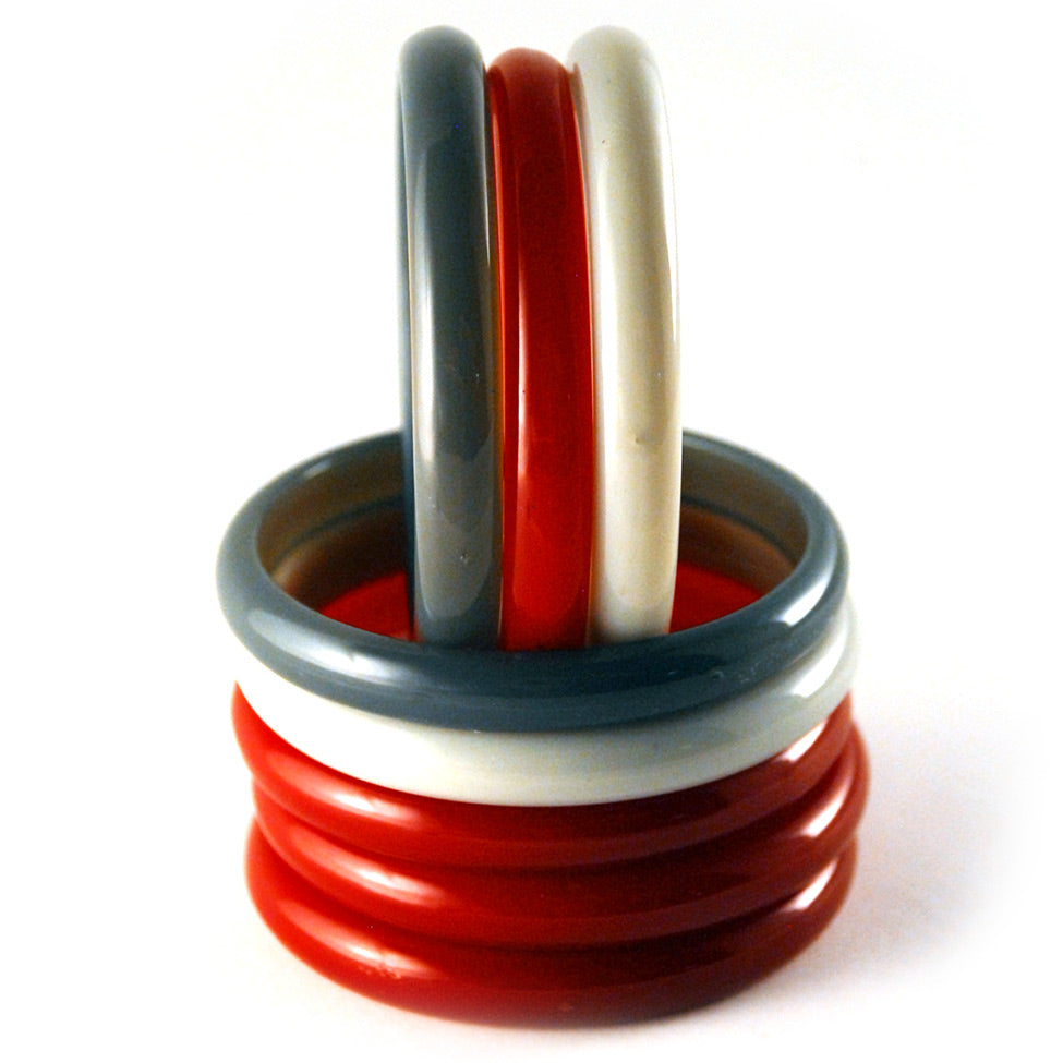 Iris: Red 8-Rows Multi Bangle Bracelet. Fashion Jewelry by Nando Medina