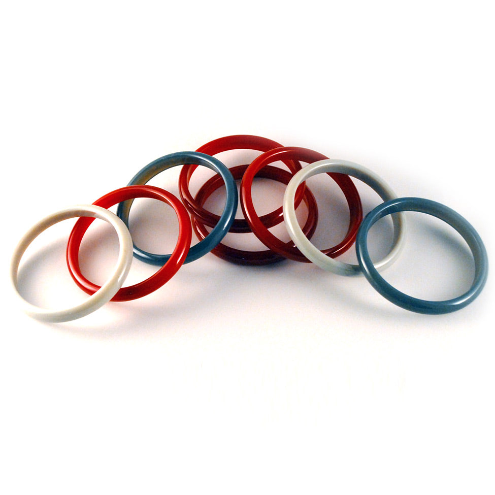 Iris: Red 8-Rows Multi Bangle Bracelet. Fashion Jewelry by Nando Medina