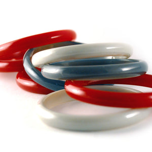 Iris: Red 8-Rows Multi Bangle Bracelet. Fashion Jewelry by Nando Medina