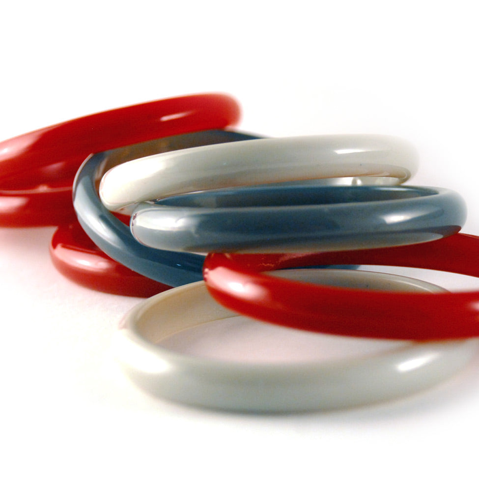 Iris: Red 8-Rows Multi Bangle Bracelet. Fashion Jewelry by Nando Medina