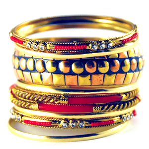 Iris: Red and Multicolor Bangle Bracelet. Fashion Jewelry by Nando Medina
