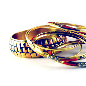 Iris: Red and Multicolor Bangle Bracelet. Fashion Jewelry by Nando Medina