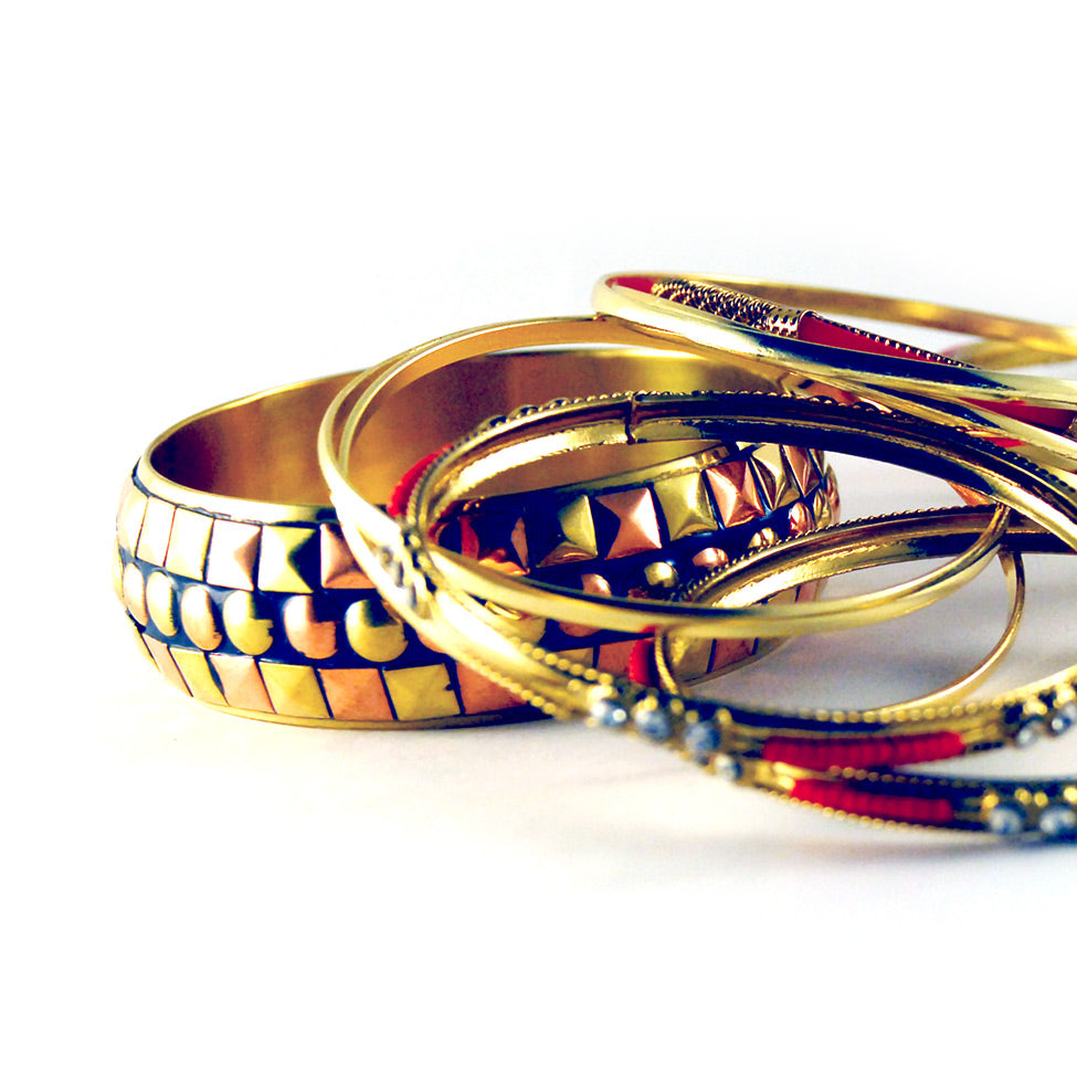 Iris: Red and Multicolor Bangle Bracelet. Fashion Jewelry by Nando Medina