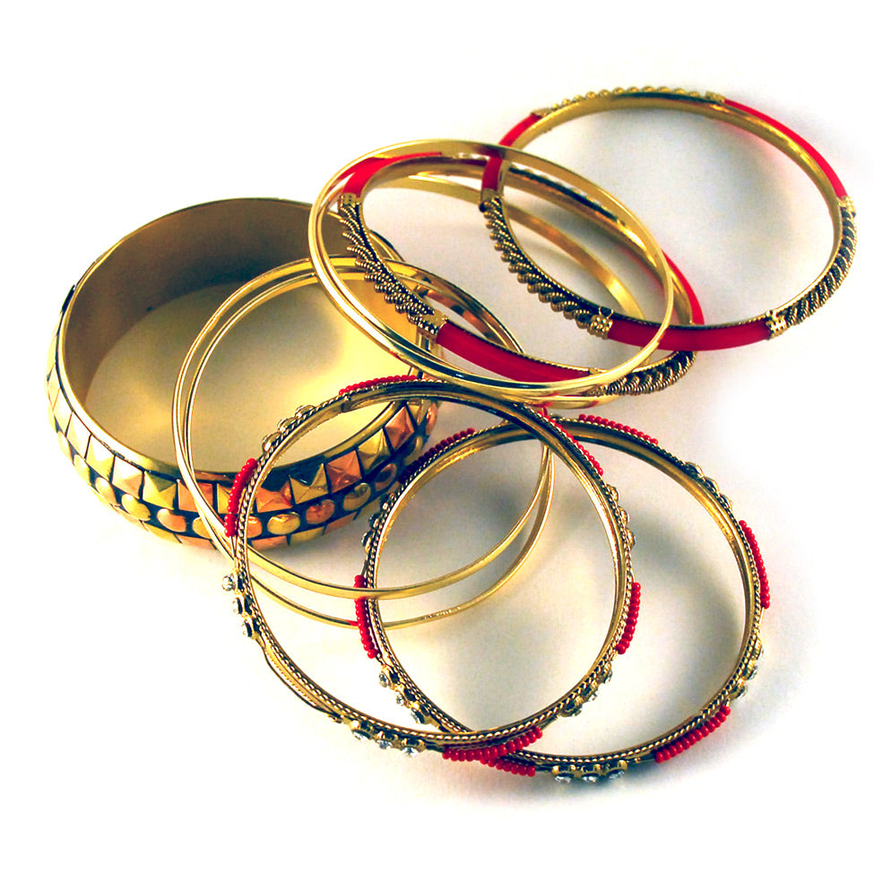 Iris: Red and Multicolor Bangle Bracelet. Fashion Jewelry by Nando Medina