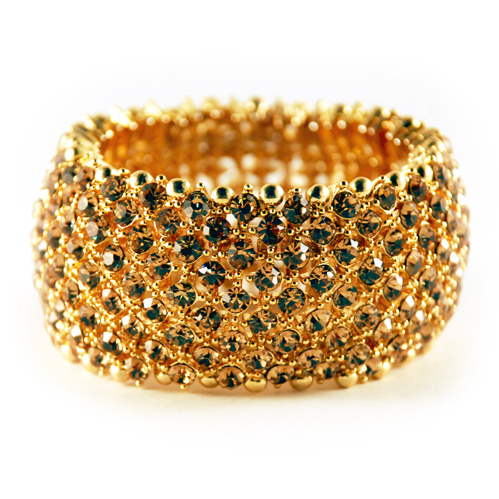 Helios: Gold Duchess Stretch Bracelet. Fashion Jewelry by Nando Medina