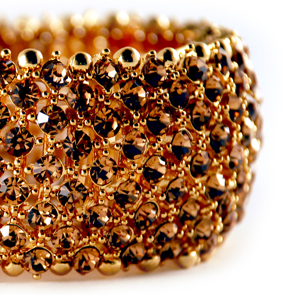 Helios: Gold Duchess Stretch Bracelet. Fashion Jewelry by Nando Medina