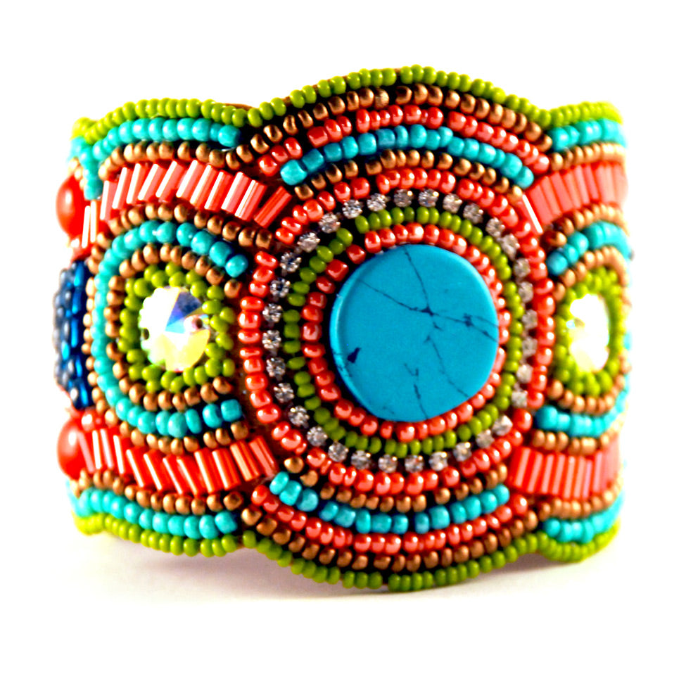 Libia: Mystic Beaded Cuff Bracelet. Fashion Jewelry by Nando Medina