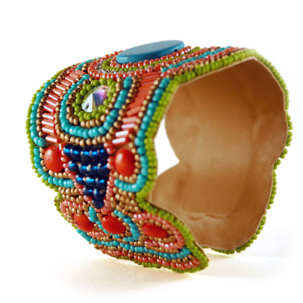 Libia: Mystic Beaded Cuff Bracelet. Fashion Jewelry by Nando Medina