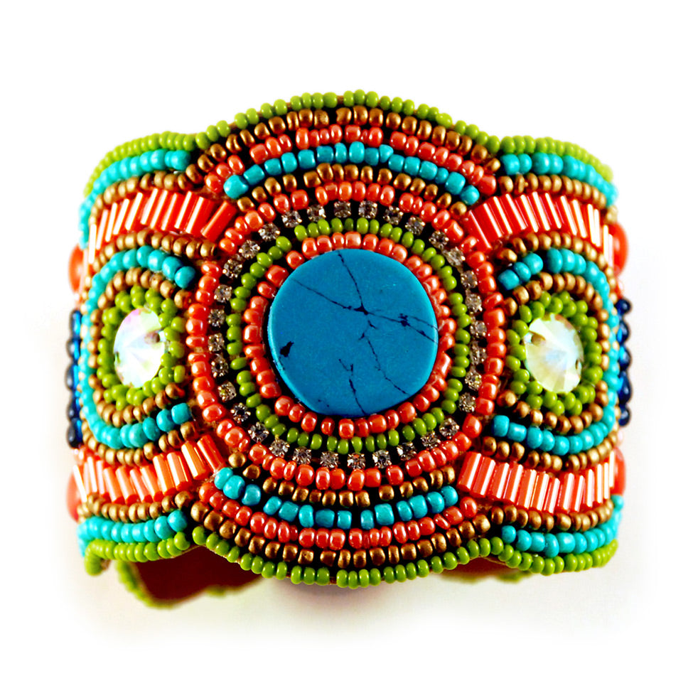 Libia: Mystic Beaded Cuff Bracelet. Fashion Jewelry by Nando Medina