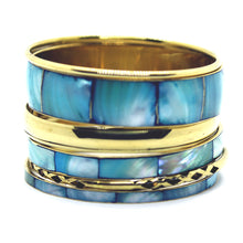 Iris: Greek Turquoise and Gold Bangle Bracelet. Fashion Jewelry by Nando Medina