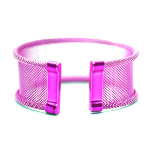 Iris: Pink Mesh Opened Bracelet. Fashion Jewelry by Nando Medina