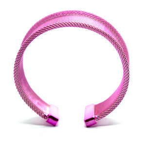 Iris: Pink Mesh Opened Bracelet. Fashion Jewelry by Nando Medina