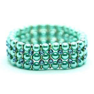 Helios: Turquoise Pearls and Crystals Bracelet. Fashion Jewelry by Nando Medina