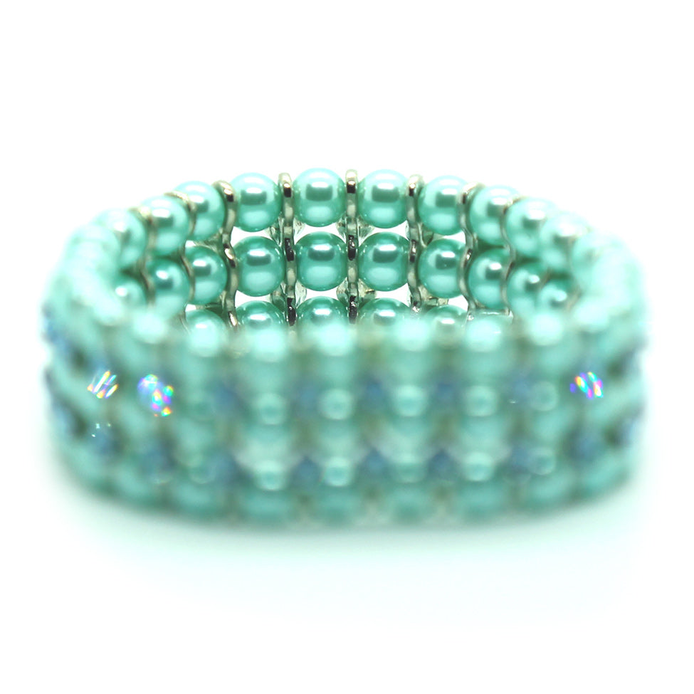Helios: Turquoise Pearls and Crystals Bracelet. Fashion Jewelry by Nando Medina