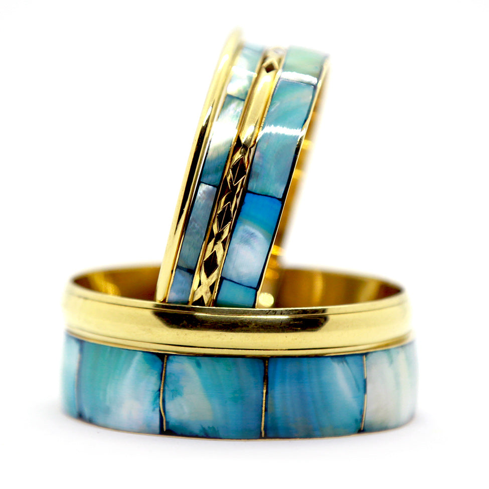 Iris: Greek Turquoise and Gold Bangle Bracelet. Fashion Jewelry by Nando Medina