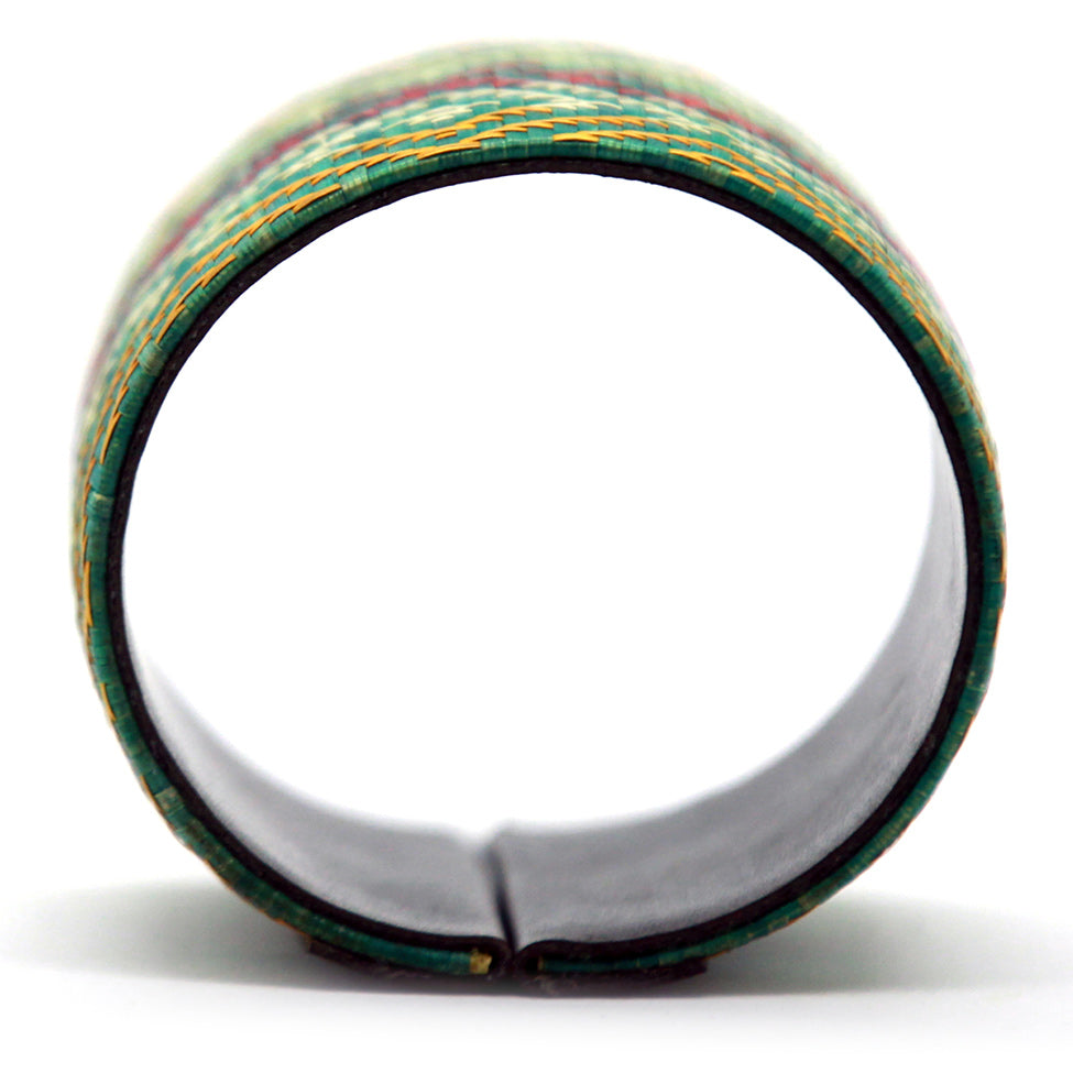 Terra: Green Patterned Sugar Cane Leaf Bracelet