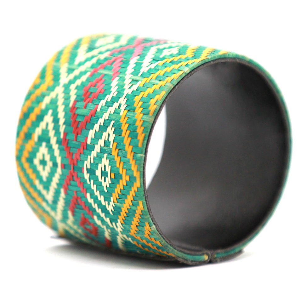 Terra: Green Patterned Sugar Cane Leaf Bracelet