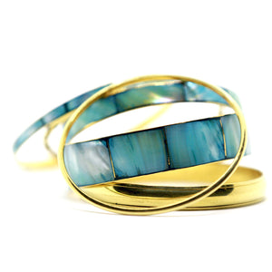 Iris: Greek Turquoise and Gold Bangle Bracelet. Fashion Jewelry by Nando Medina