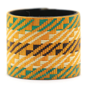 Yellow Patterned Sugar Cane Leaf Bracelet, by Nando Medina