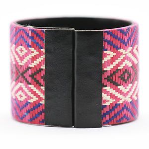 Red Patterned Sugar Cane Leaf Bracelet, by Nando Medina