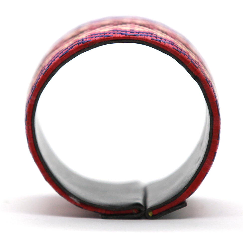 Red Patterned Sugar Cane Leaf Bracelet, by Nando Medina