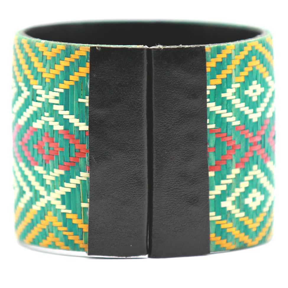 Terra: Green Patterned Sugar Cane Leaf Bracelet
