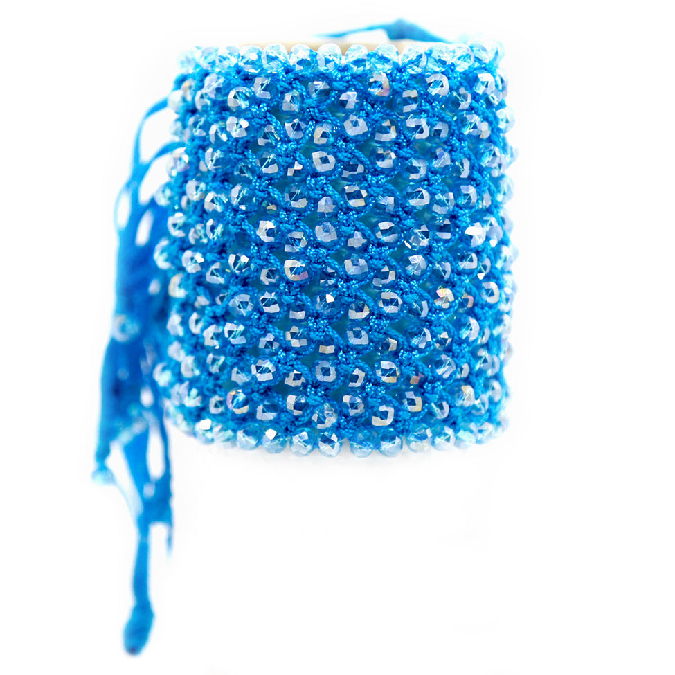 Helios: Blue Woven in Thread w/Crystals Bracelet. Fashion Jewelry by Nando Medina