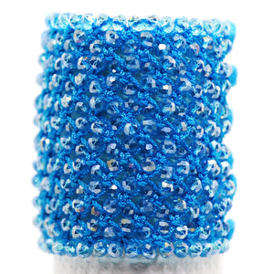 Helios: Blue Woven in Thread w/Crystals Bracelet. Fashion Jewelry by Nando Medina