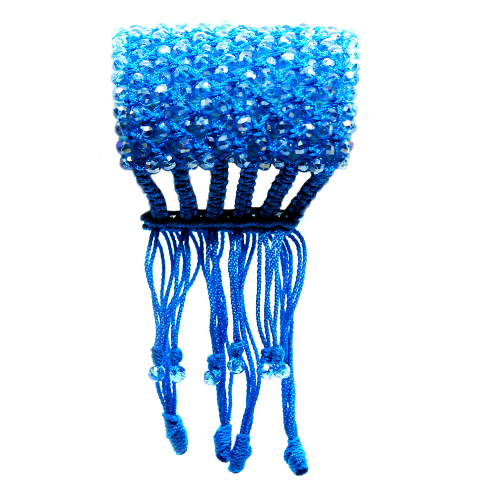 Helios: Blue Woven in Thread w/Crystals Bracelet. Fashion Jewelry by Nando Medina
