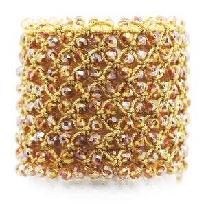 Helios: Gold Woven in Thread w/Crystals Bracelet. Fashion Jewelry by Nando Medina