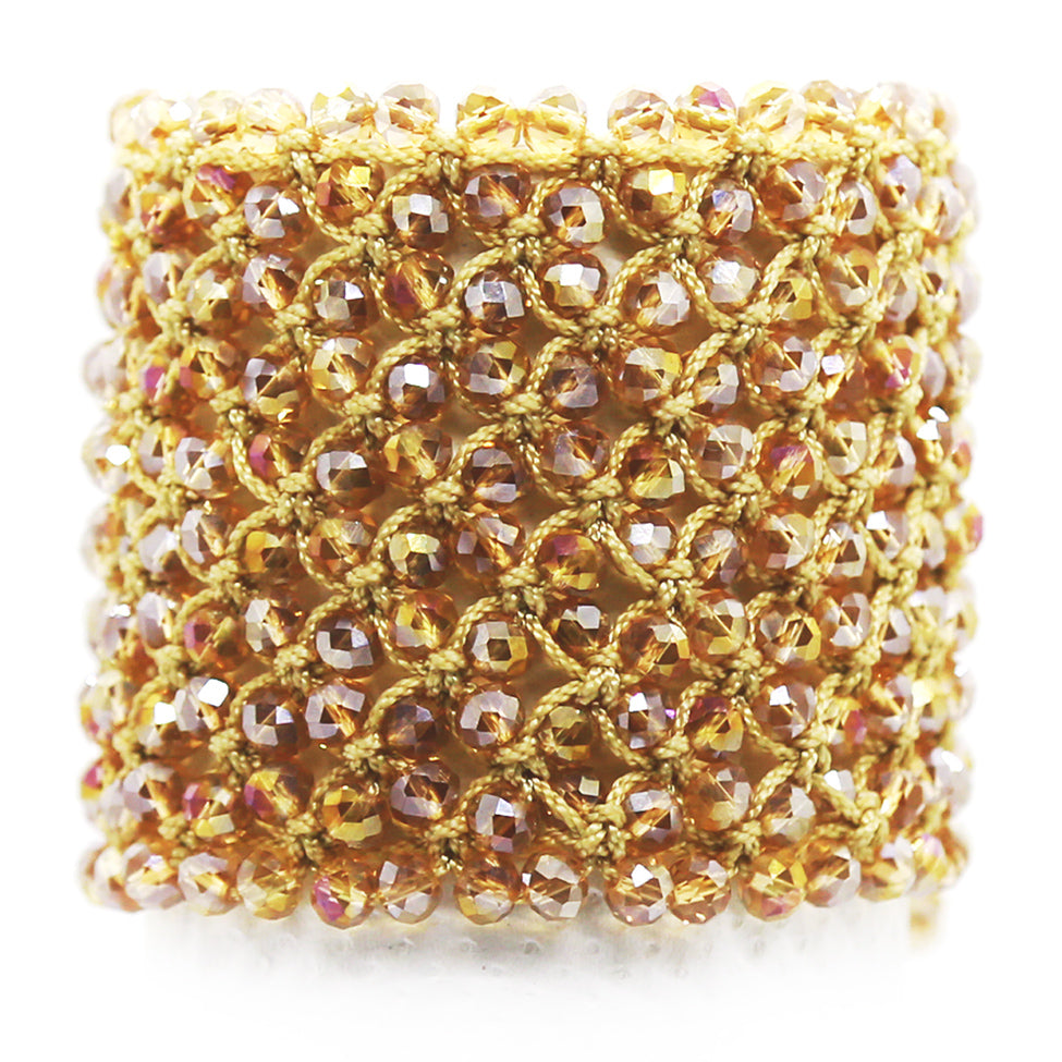 Helios: Gold Woven in Thread w/Crystals Bracelet. Fashion Jewelry by Nando Medina