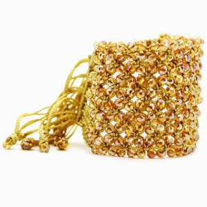 Helios: Gold Woven in Thread w/Crystals Bracelet. Fashion Jewelry by Nando Medina