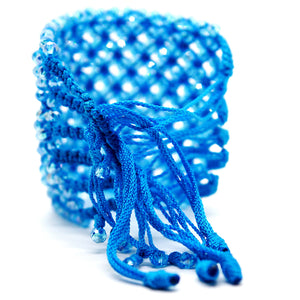 Helios: Blue Woven in Thread w/Crystals Bracelet. Fashion Jewelry by Nando Medina