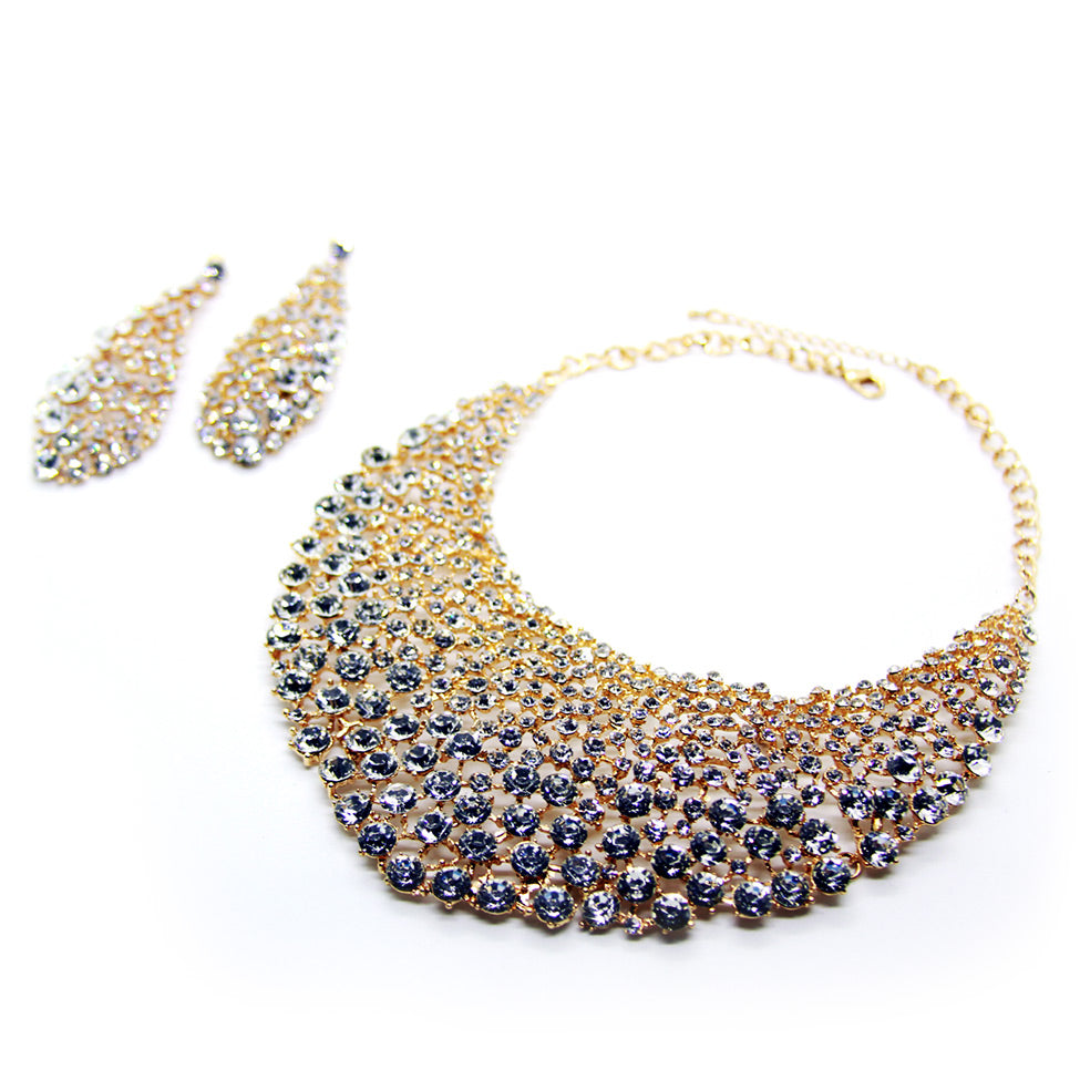 Sparkling crystal rhinestone bib necklace, by Nando Medina