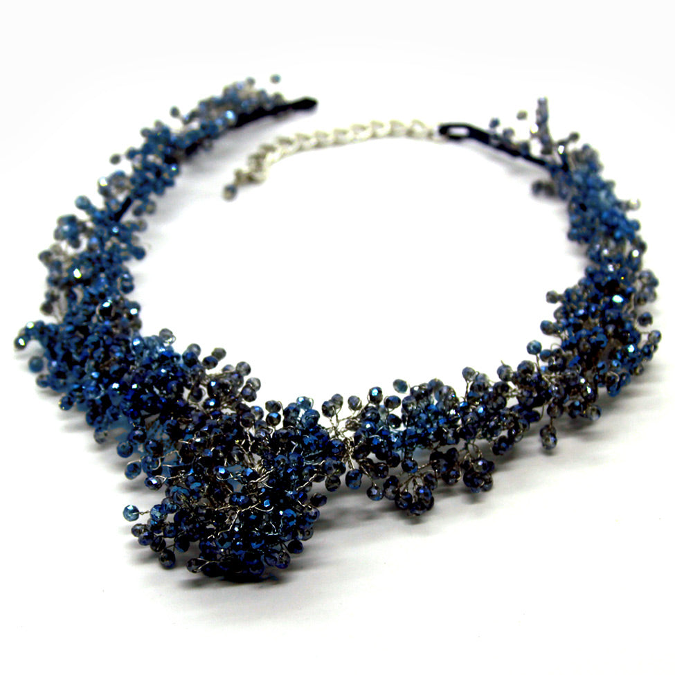 Handmade wired crystal bead necklace, by Nando Medina