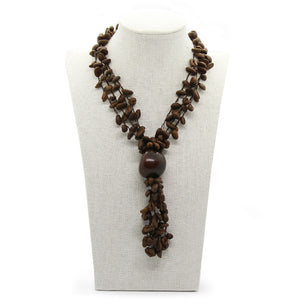 Earthy: Long Coffee Beans Necklace Set. Fashion Jewelry by Nando Medina
