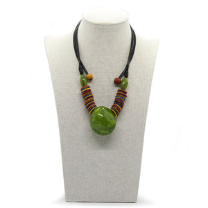 Green Tagua Heart Pendant Necklace Set. Fashion Jewelry by Nando Medina