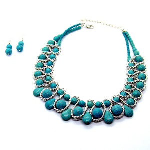 Seducción: Turquoise Standout Bead Necklace Set. Fashion Jewelry by Nando Medina