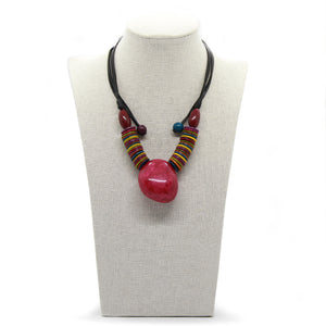 Earthy: Red Tagua Heart Pendant Necklace Set. Fashion Jewelry by Nando Medina