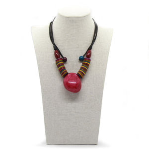 Earthy: Red Tagua Heart Pendant Necklace Set. Fashion Jewelry by Nando Medina