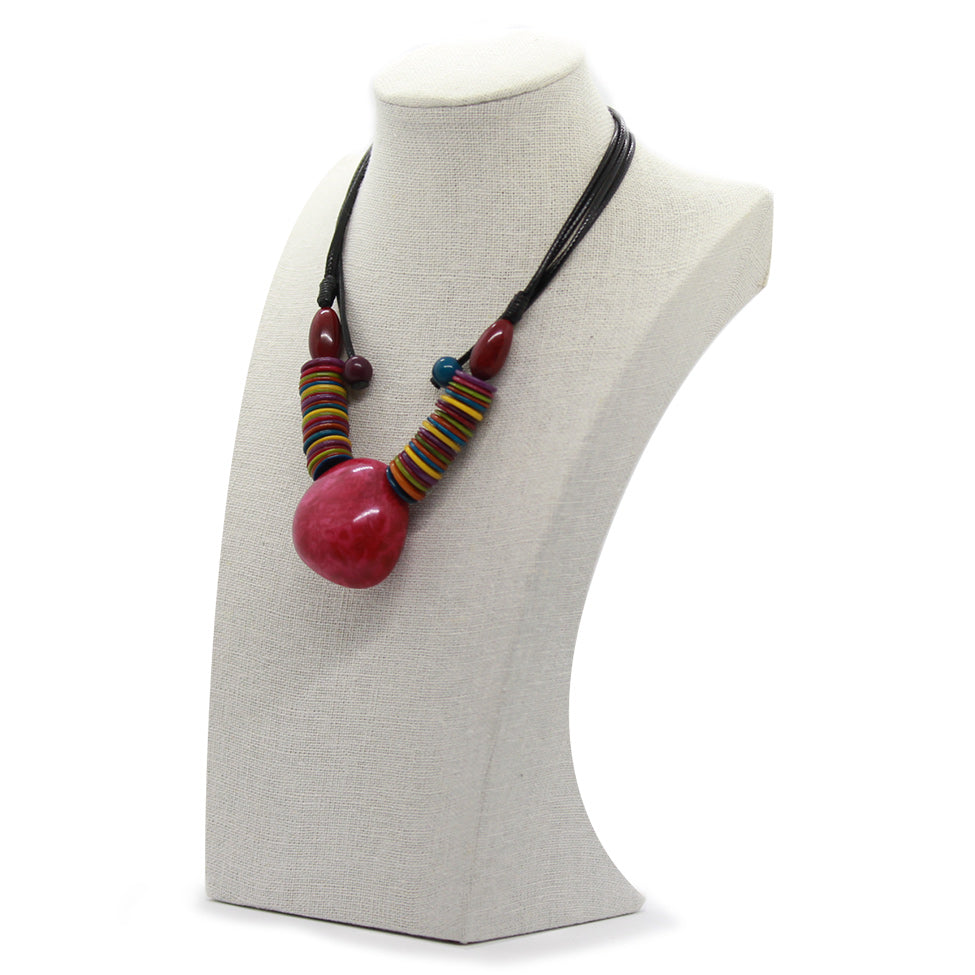 Earthy: Red Tagua Heart Pendant Necklace Set. Fashion Jewelry by Nando Medina